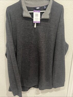 Lands' End Men's Dark Charcoal Gray Quarter-Zip Sweater
